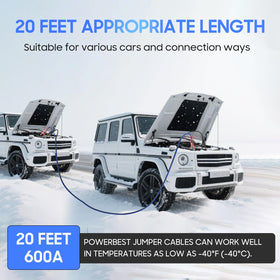 POWERBEST cables in use between two cars highlighting reliable roadside boost