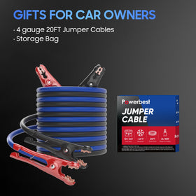 POWERBEST storage case with cables packed compactly for trunk-ready portability