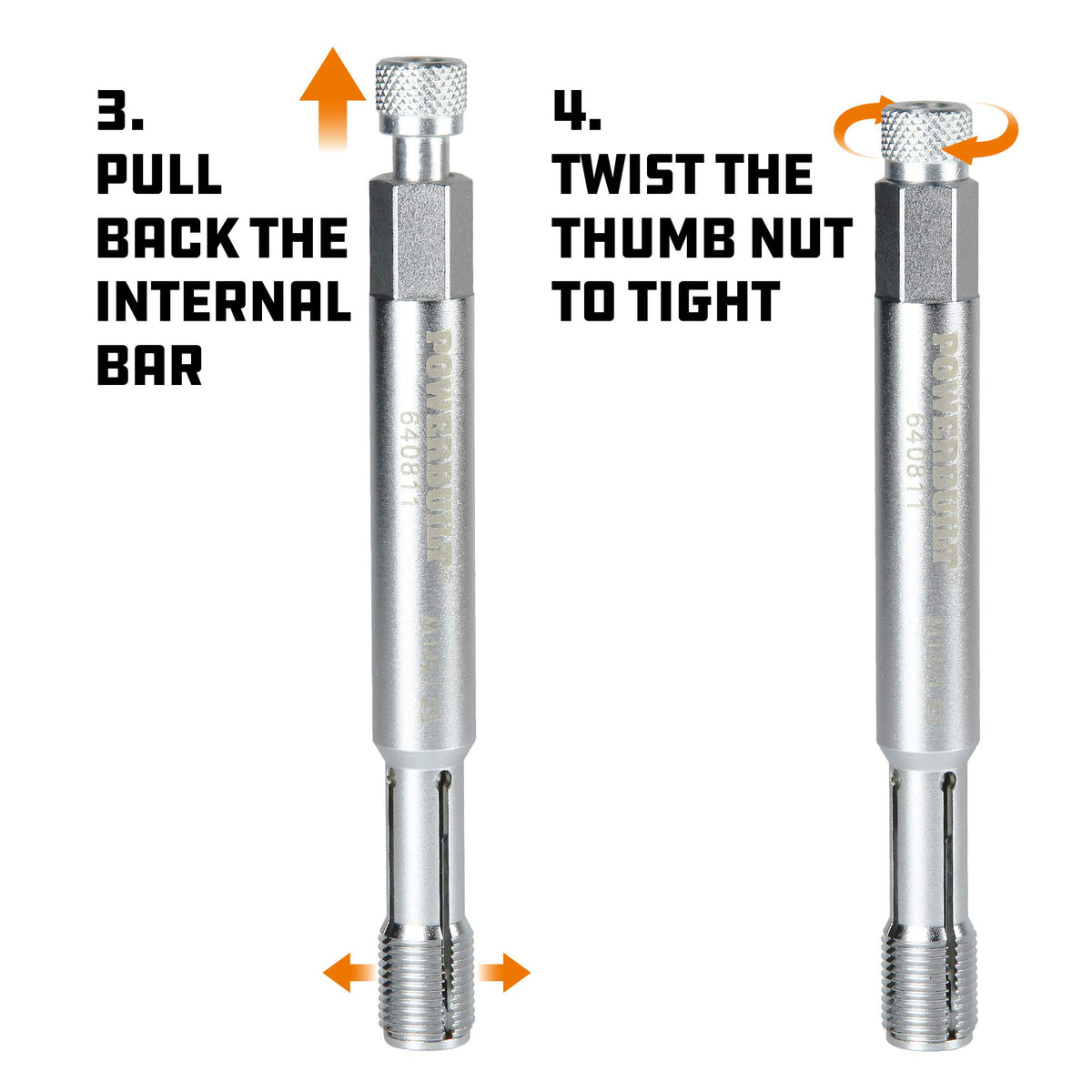 Powerbuilt collapsed profile inserted through spark plug hole for space-saving access