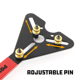 Powerbuilt close-up of adjustable pins illustrating precise fitment and secure clutch engagement benefit