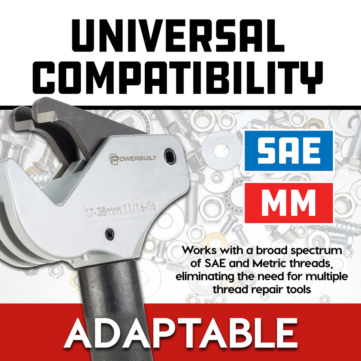 Powerbuilt aluminum-alloy surface texture highlighting lightweight strength