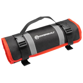 Powerbuilt roll pouch open with organized pockets for quick tool access
