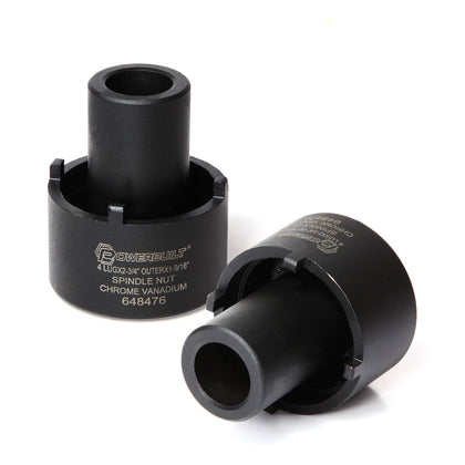 Powerbuilt spindle nut socket front face showing 4-lug fit and durable finish for accurate removal