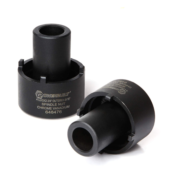 Powerbuilt spindle nut socket front face showing 4-lug fit and durable finish for accurate removal