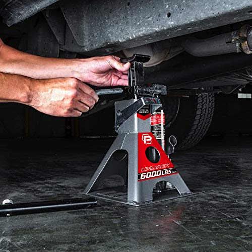 Powerbuilt Unijack beside ruler showing 11 to 21 inch lift range benefit
