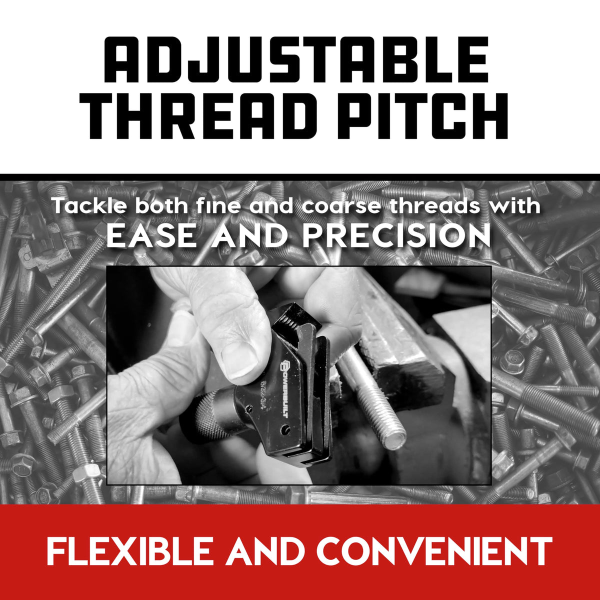 Powerbuilt tool on workbench with tools showing professional workshop utility