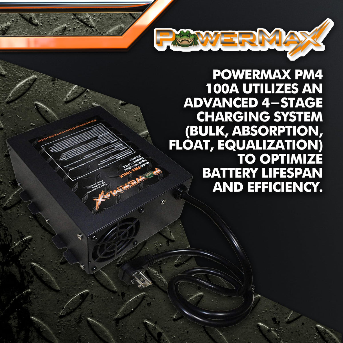 PowerMax PM4-100A terminal connections close-up showing heavy-gauge wiring benefit