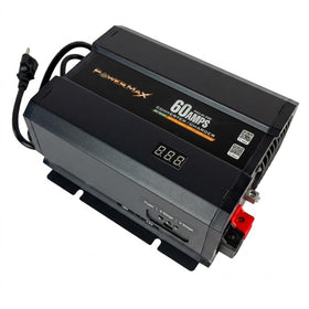 PowerMax PM4-60A front panel showing terminals and label for quick identification and safe setup