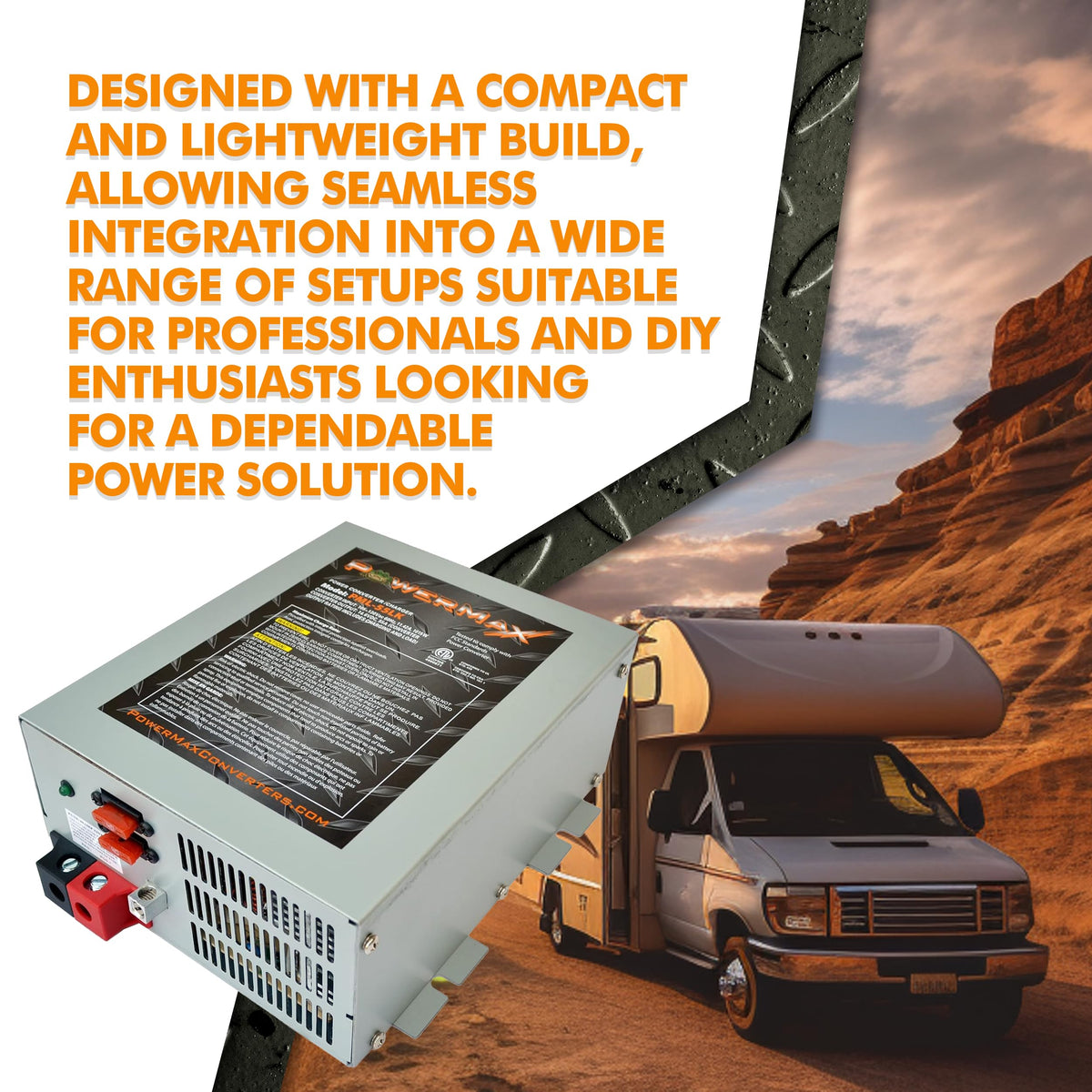 PowerMax PM4-60A status LEDs lit to show active charging and easy operational feedback