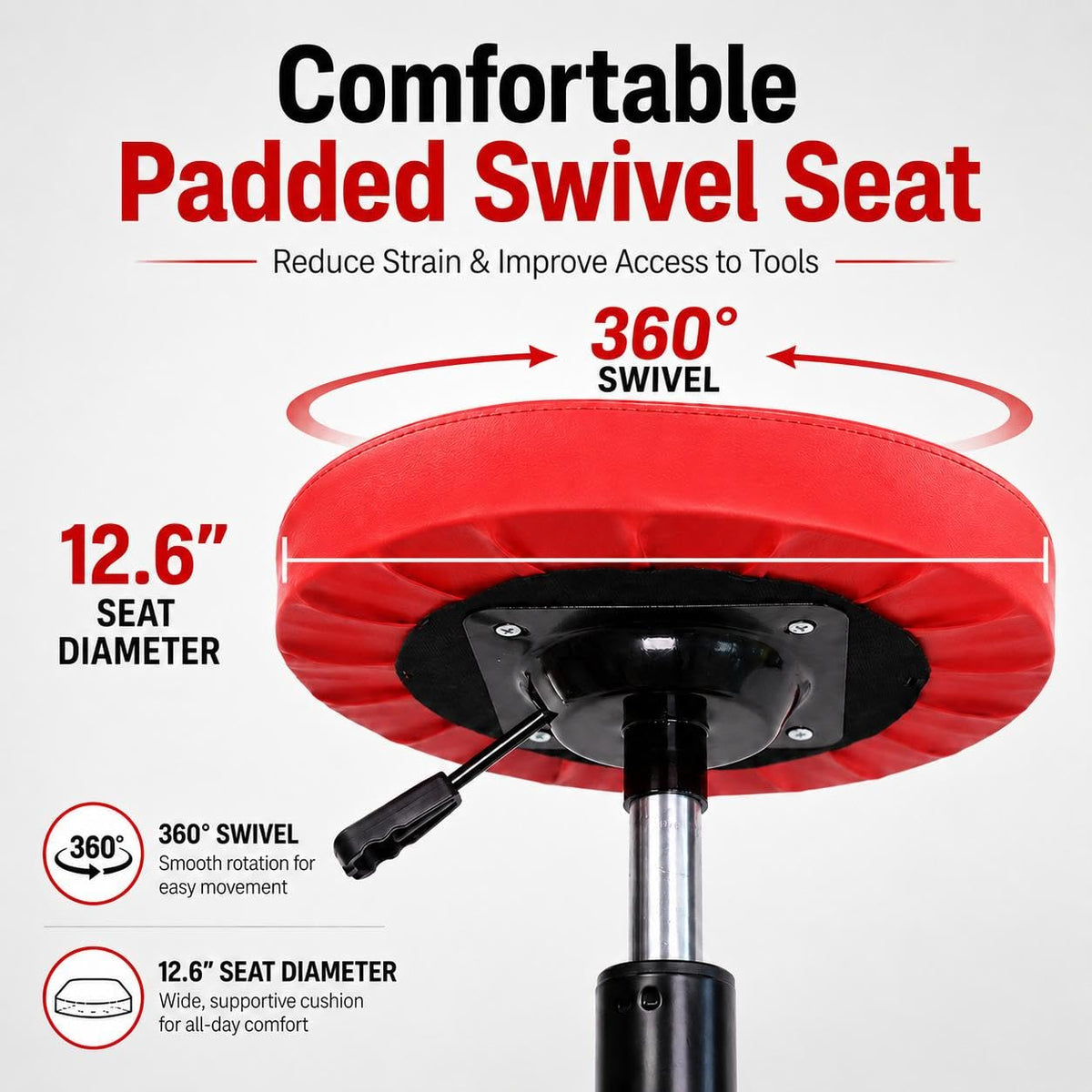 PowerSmart five casters and base providing smooth mobility and stability