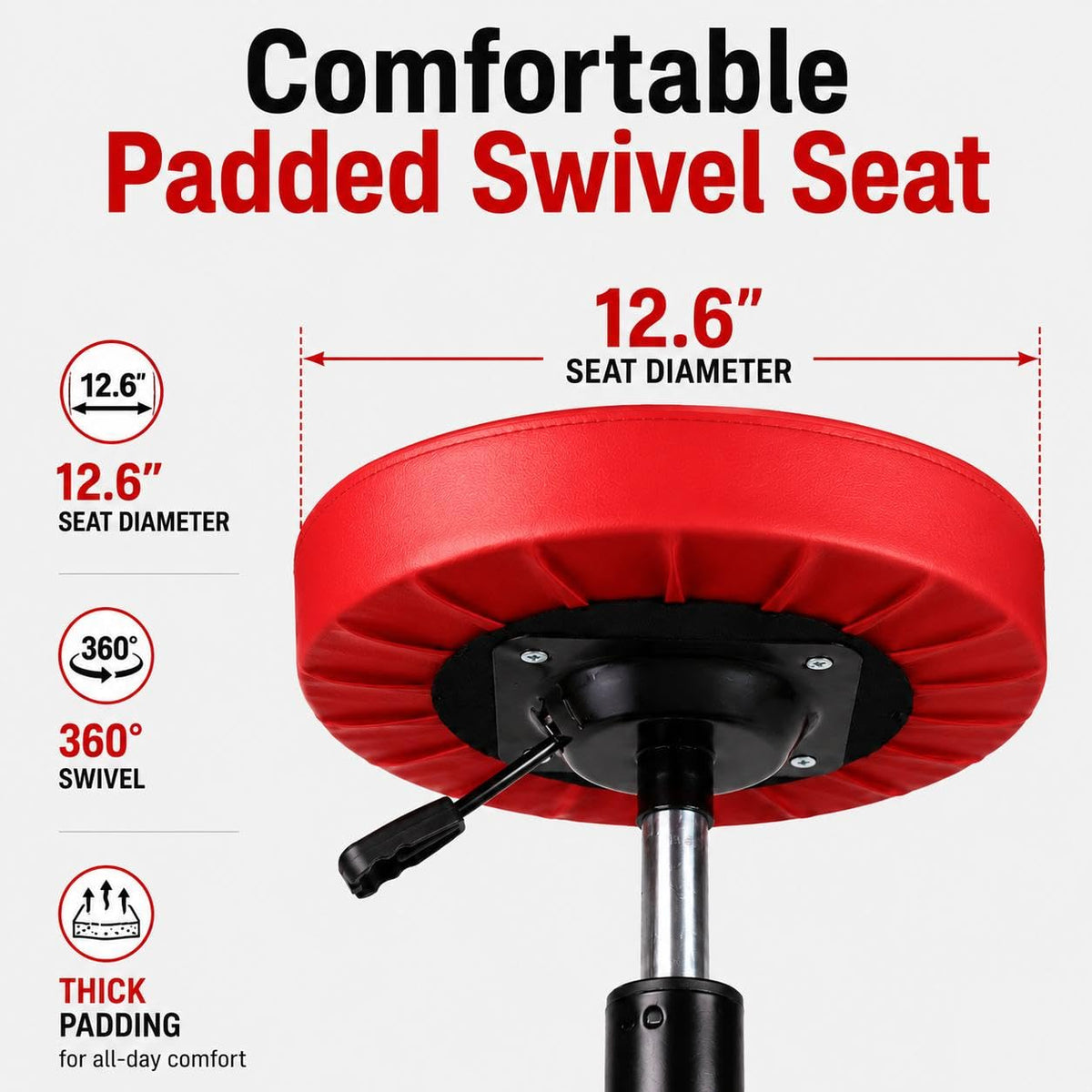 PowerSmart five casters floor view demonstrating 360-degree mobility and balance