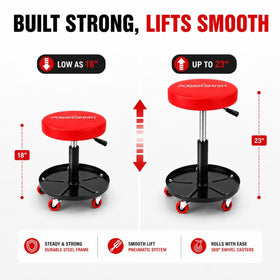PowerSmart padded 12.6-inch seat detail offering comfort during long projects