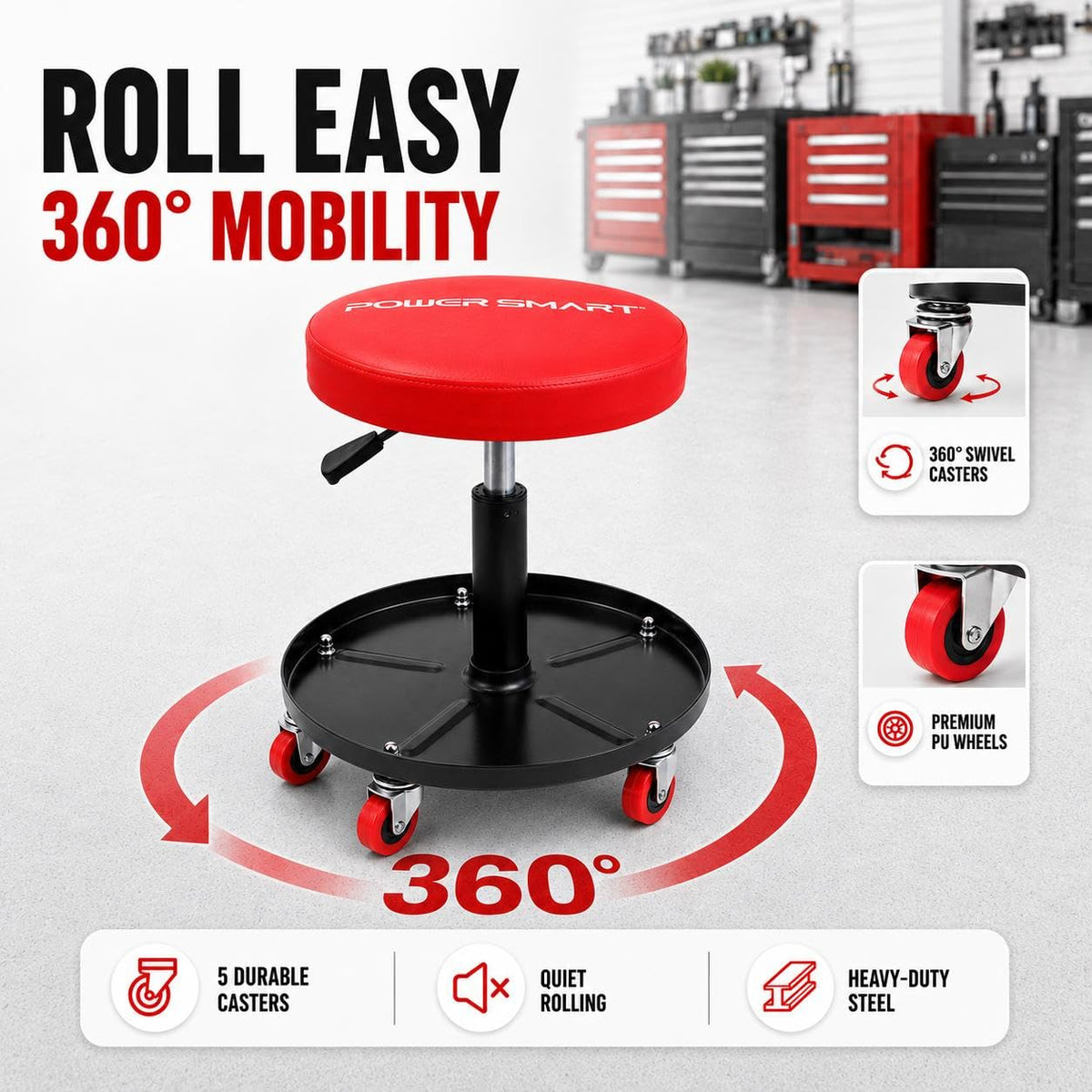 PowerSmart under-seat storage filled with sockets and wrenches for improved workflow