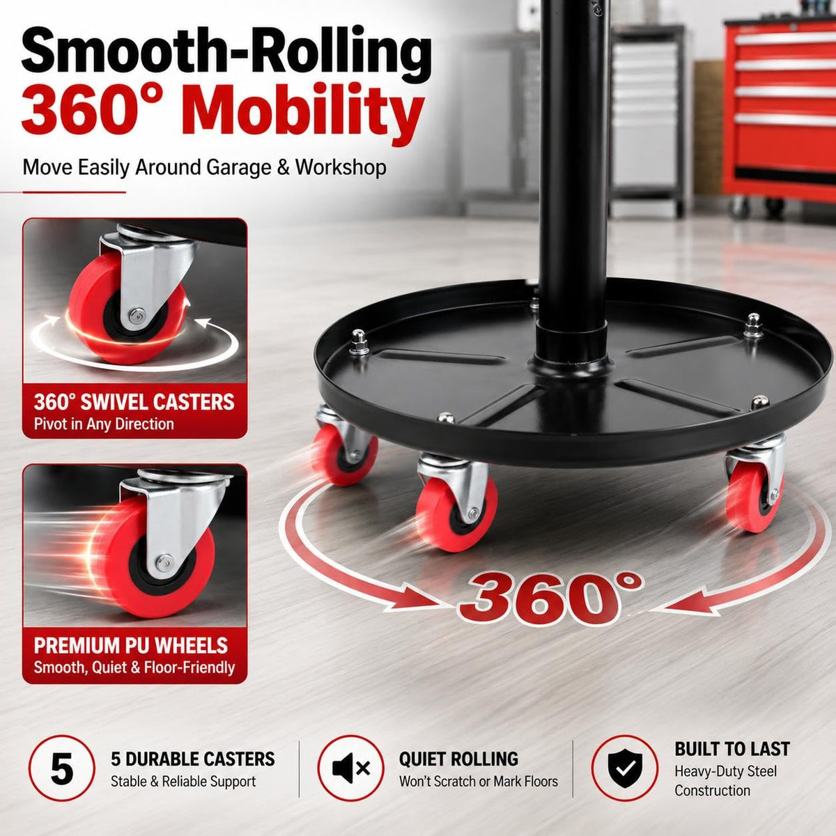 PowerSmart roller seat in garage setting improving workflow and posture