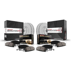 PowerStop front and rear kit packaging showing included components and benefit of complete upgrade