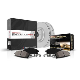 PowerStop front kit laid out showing pads and rotors for quick identification and easy upgrade