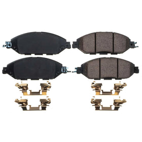 PowerStop pad close-up ceramic surface highlighting low-dust performance