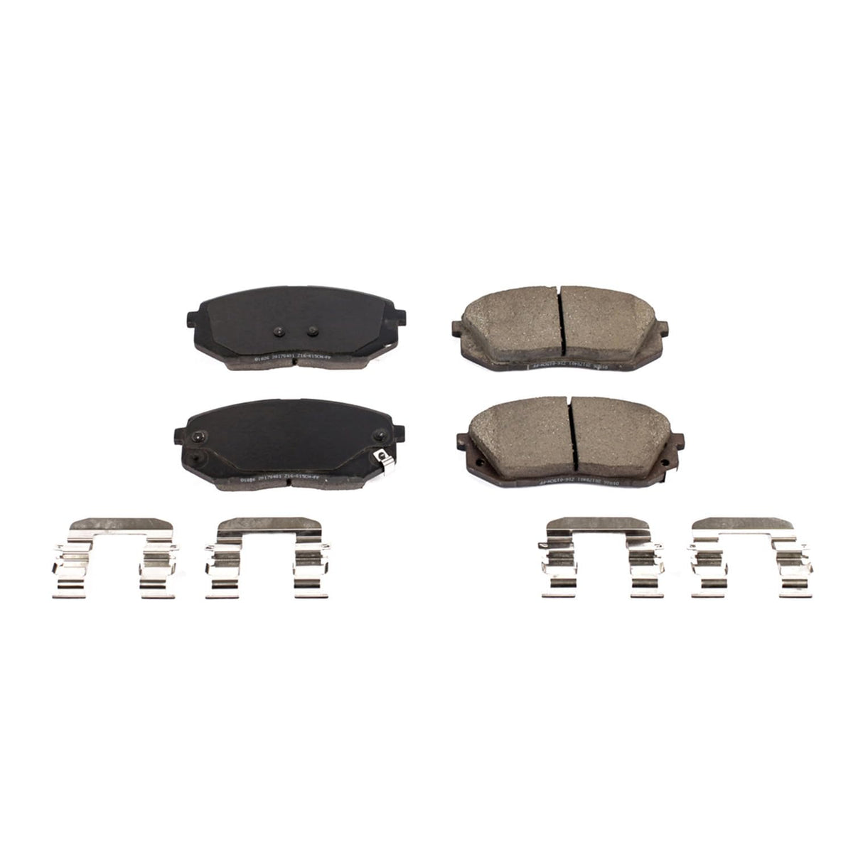 PowerStop pad close-up Z17 ceramic texture and chamfer for quiet braking