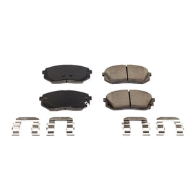 PowerStop pad close-up Z17 ceramic texture and chamfer for quiet braking