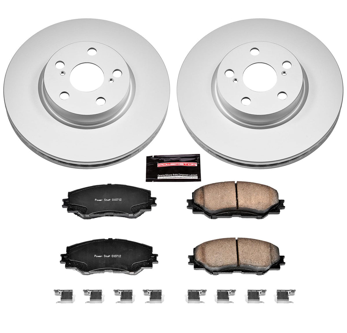 PowerStop Z17 ceramic pad close-up highlighting low-dust surface for cleaner wheels