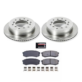 PowerStop ceramic pad close-up highlighting low-dust friction compound