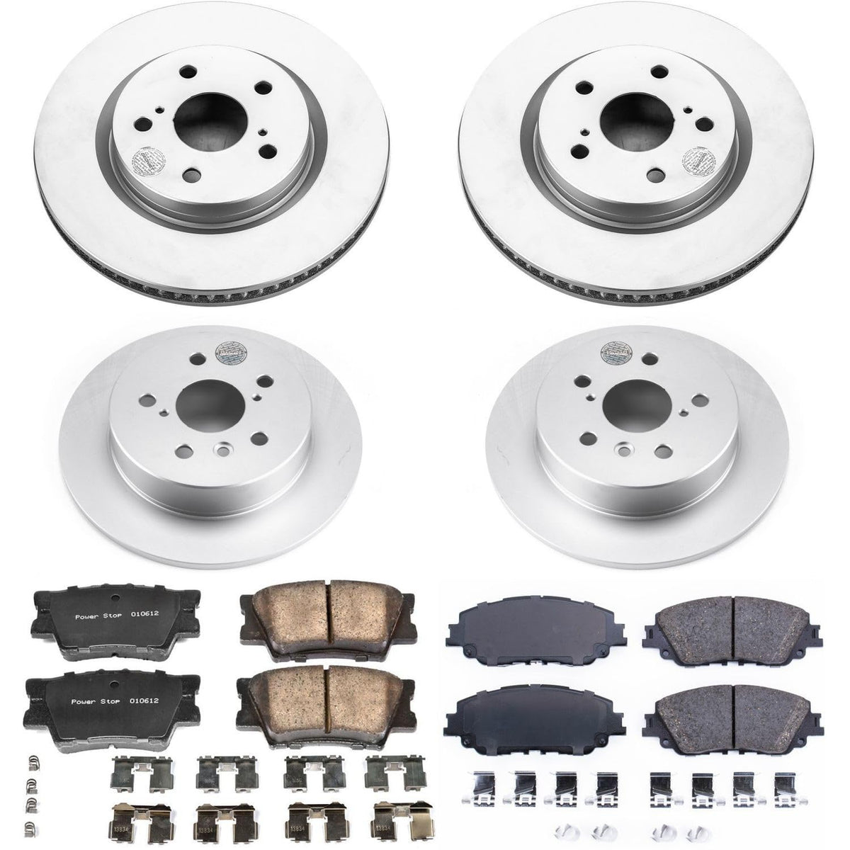 PowerStop Z17 ceramic brake pad close-up highlighting low-dust compound and quiet braking