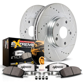 PowerStop Z36 front kit packaging showing contents and fitment benefits