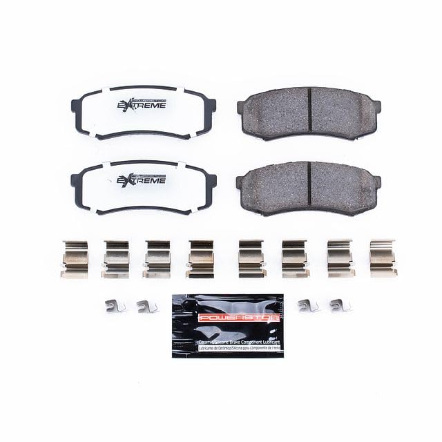 PowerStop Z36 pad friction face close-up highlighting carbon-fiber ceramic strength
