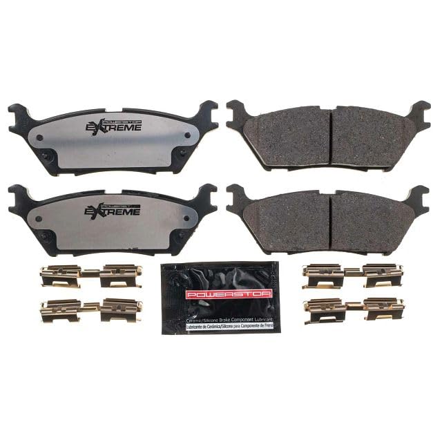 PowerStop Z36 brake pad closeup showing carbon-fiber ceramic texture and durability