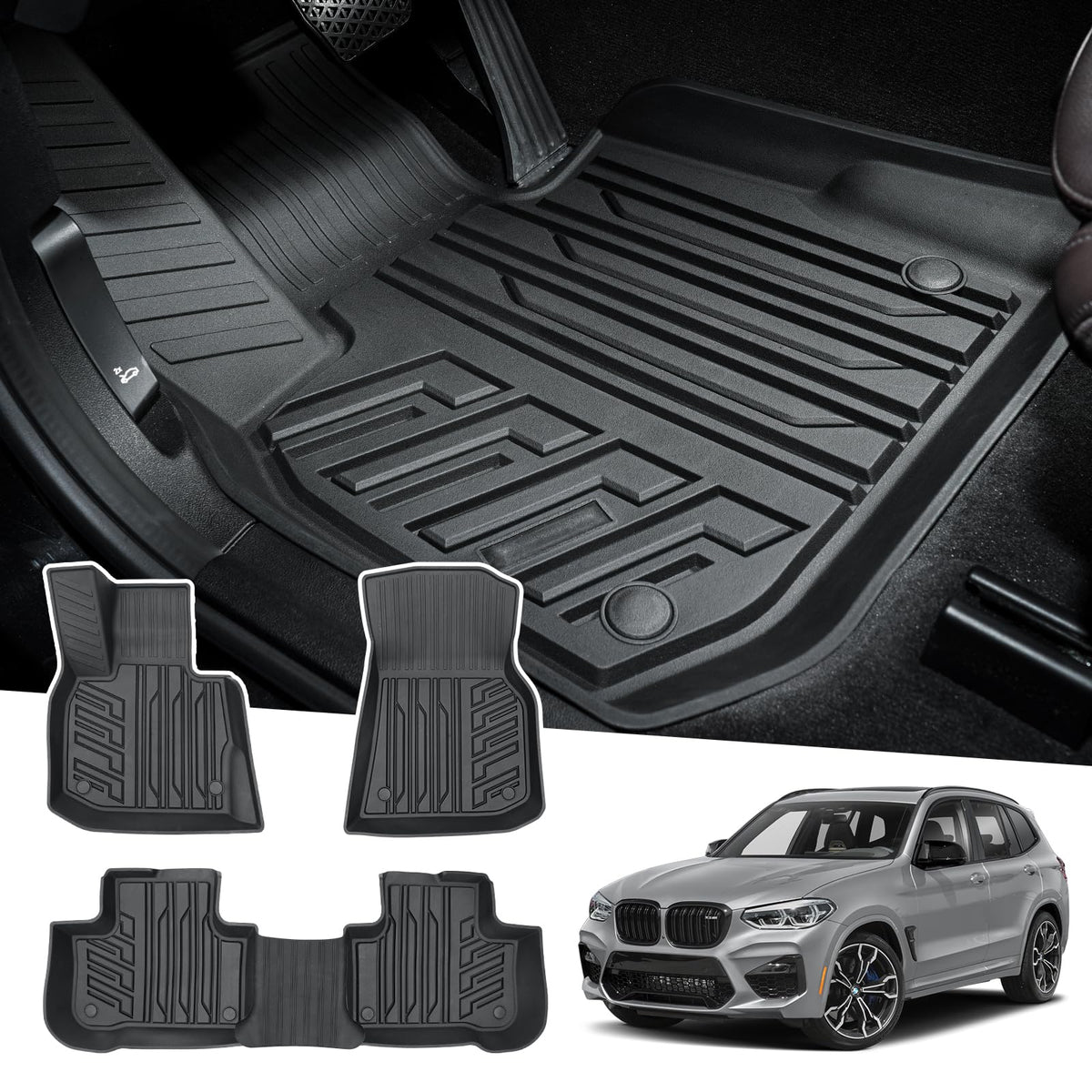 Powerty front driver-side mat showing tailored fit and carpet protection
