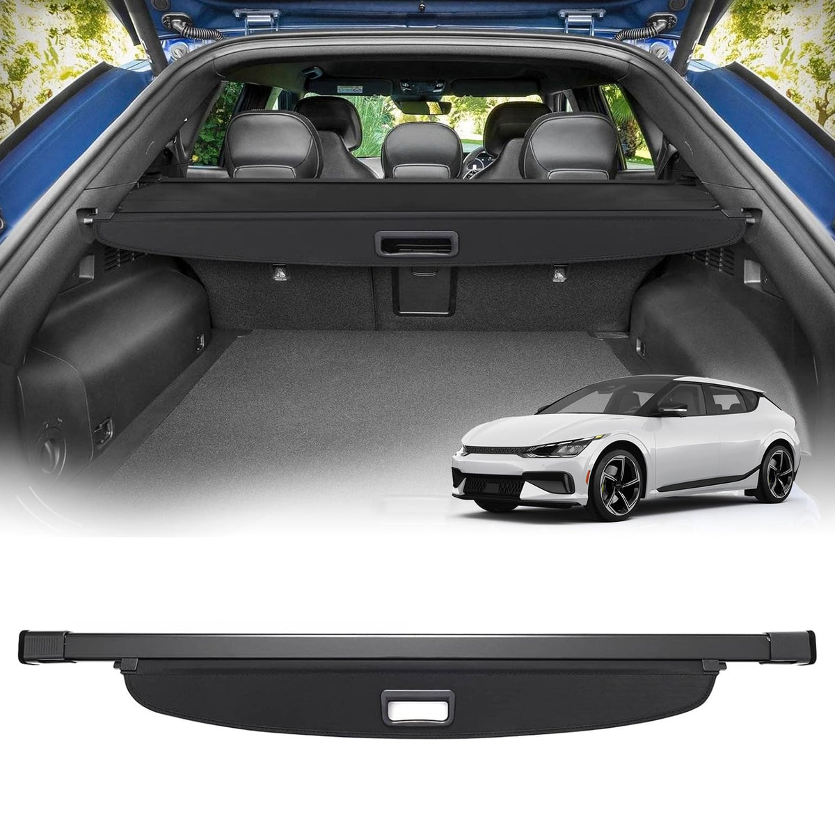 Powerty cargo cover front view showing sleek fit and clean install benefit