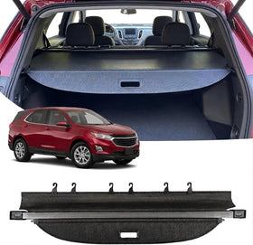 Powerty cargo cover front packaging showing fit for Equinox and Terrain, adds privacy