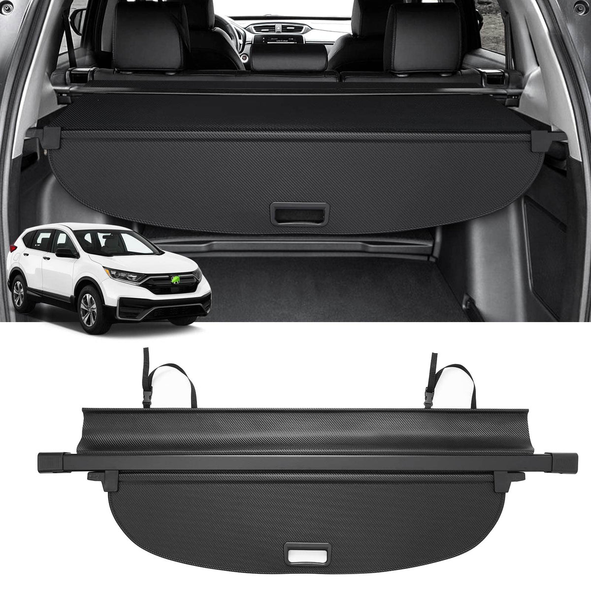 Powerty installed front view in CR-V showing full trunk coverage benefit