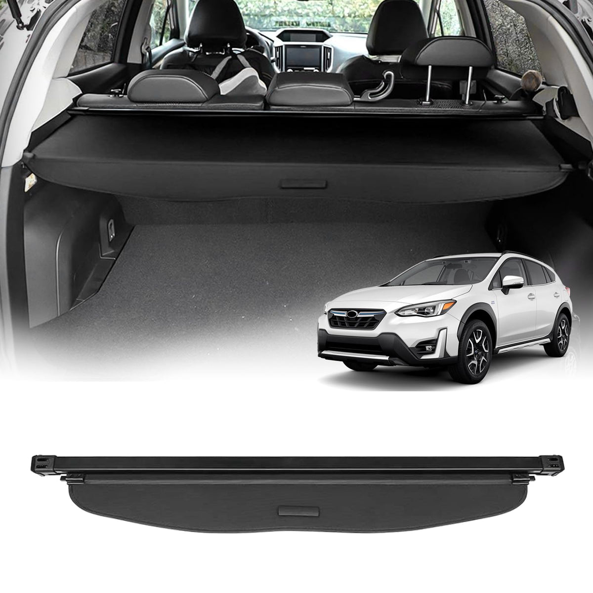Powerty front installed on Subaru trunk showing neat privacy protection