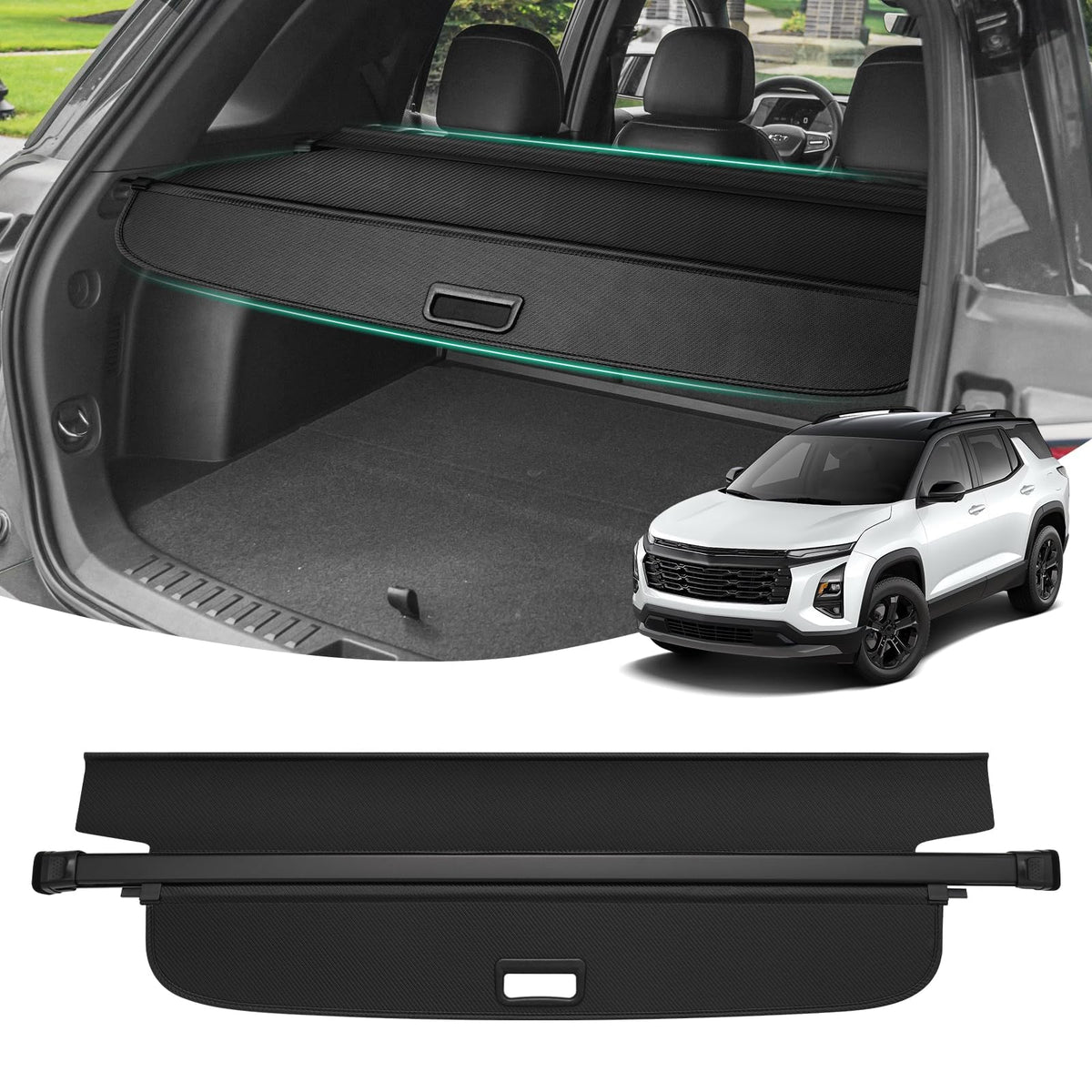 Powerty front view installed in Equinox showing full coverage and privacy