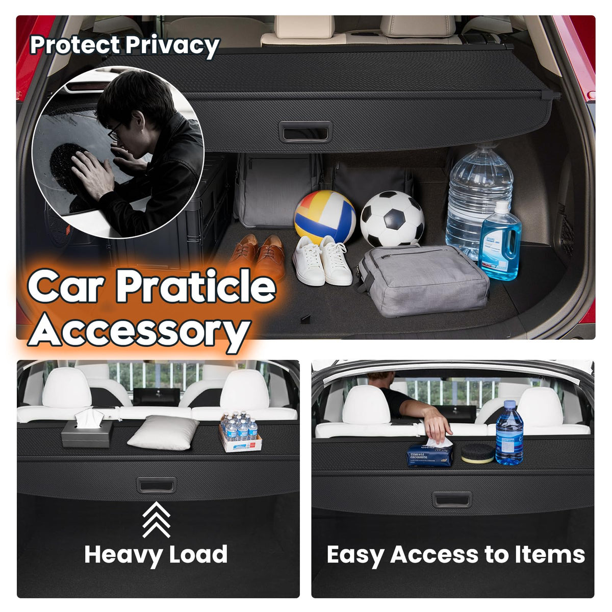 Powerty in use with groceries demonstrating concealed cargo and organization