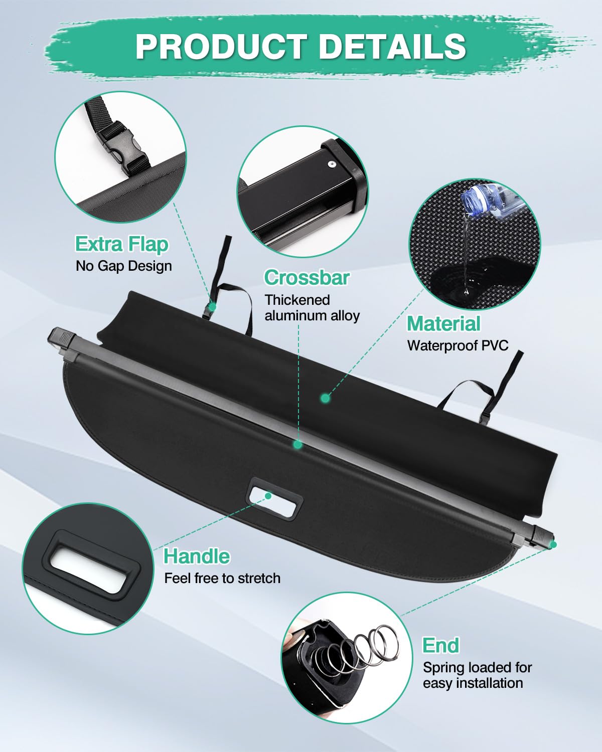Powerty retractable mechanism detail, smooth quiet operation benefit