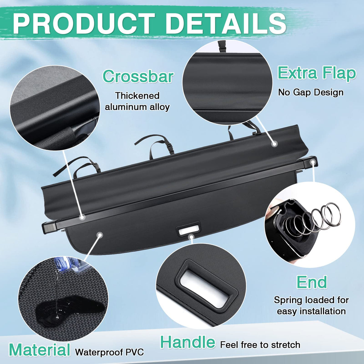 Powerty sueded retract head image reducing noise and protecting trim