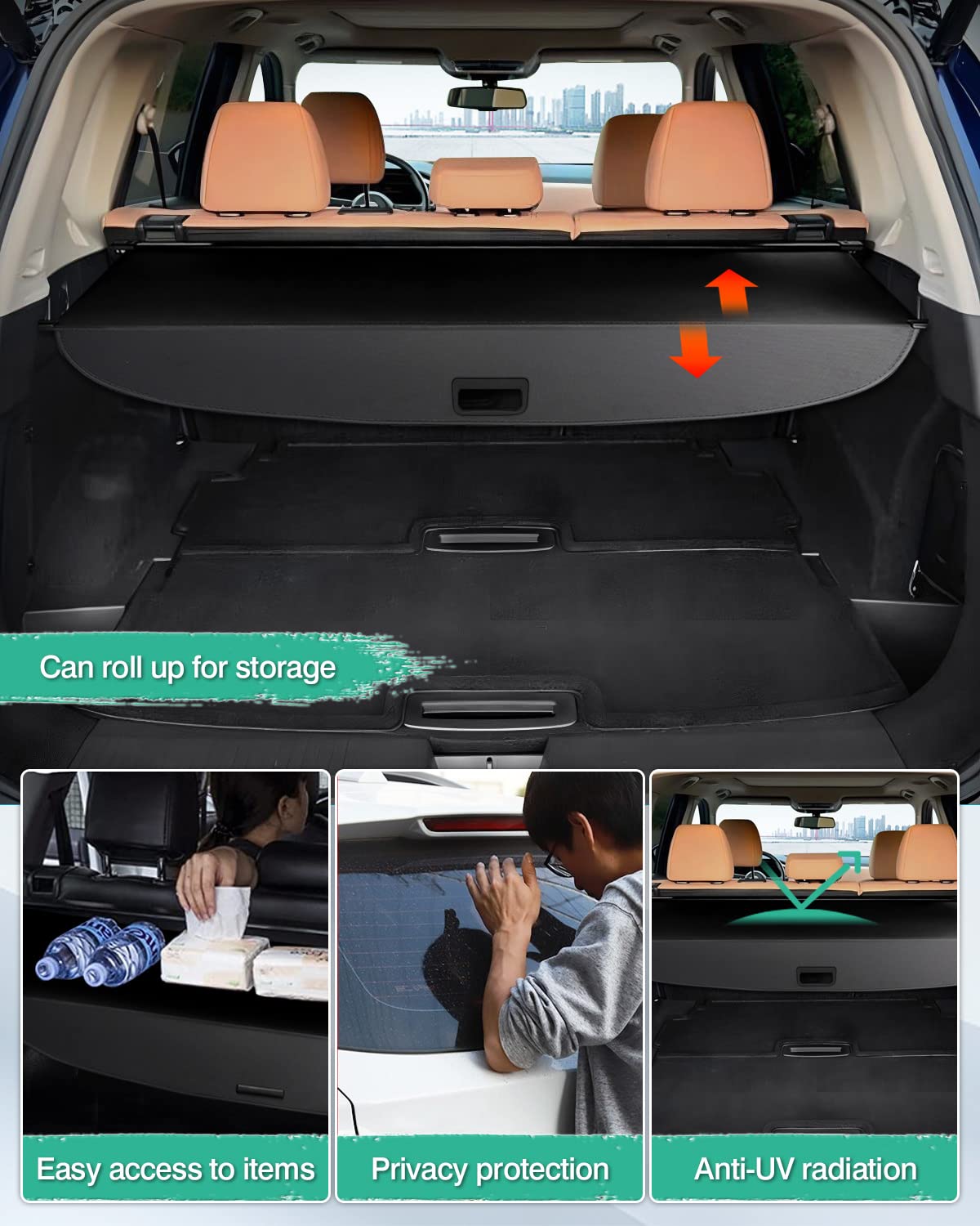 Powerty retractable cover stowed neatly to free full cargo space