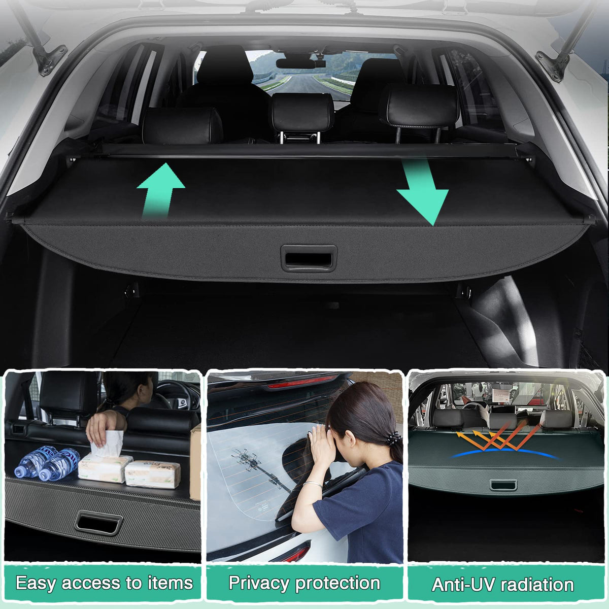 Powerty size comparison in Tiguan trunk illustrating exact fit and scale