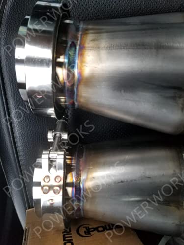 POWERWORKS opened package showing two clamps and four flanges, ready for installation