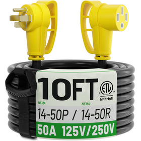 POWGRN front view of NEMA 14-50 plug and socket showing clear connection benefit