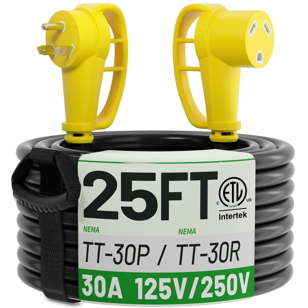 POWGRN front view of NEMA TT-30 connectors showing secure connection benefit
