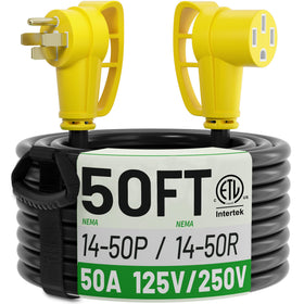 POWGRN front view of NEMA 14-50 plug ends showing heavy-duty build and safety