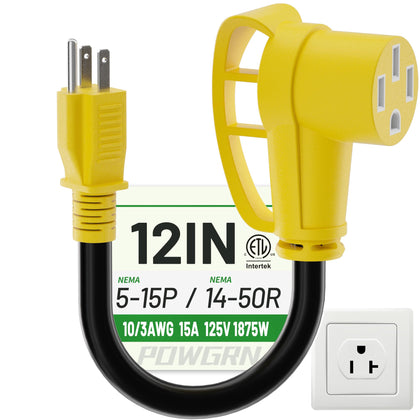 POWGRN front view showing adapter shape and bright yellow safety color