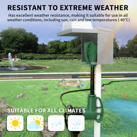 POWGRN adapter in rain showing weather resistance and outdoor durability benefit