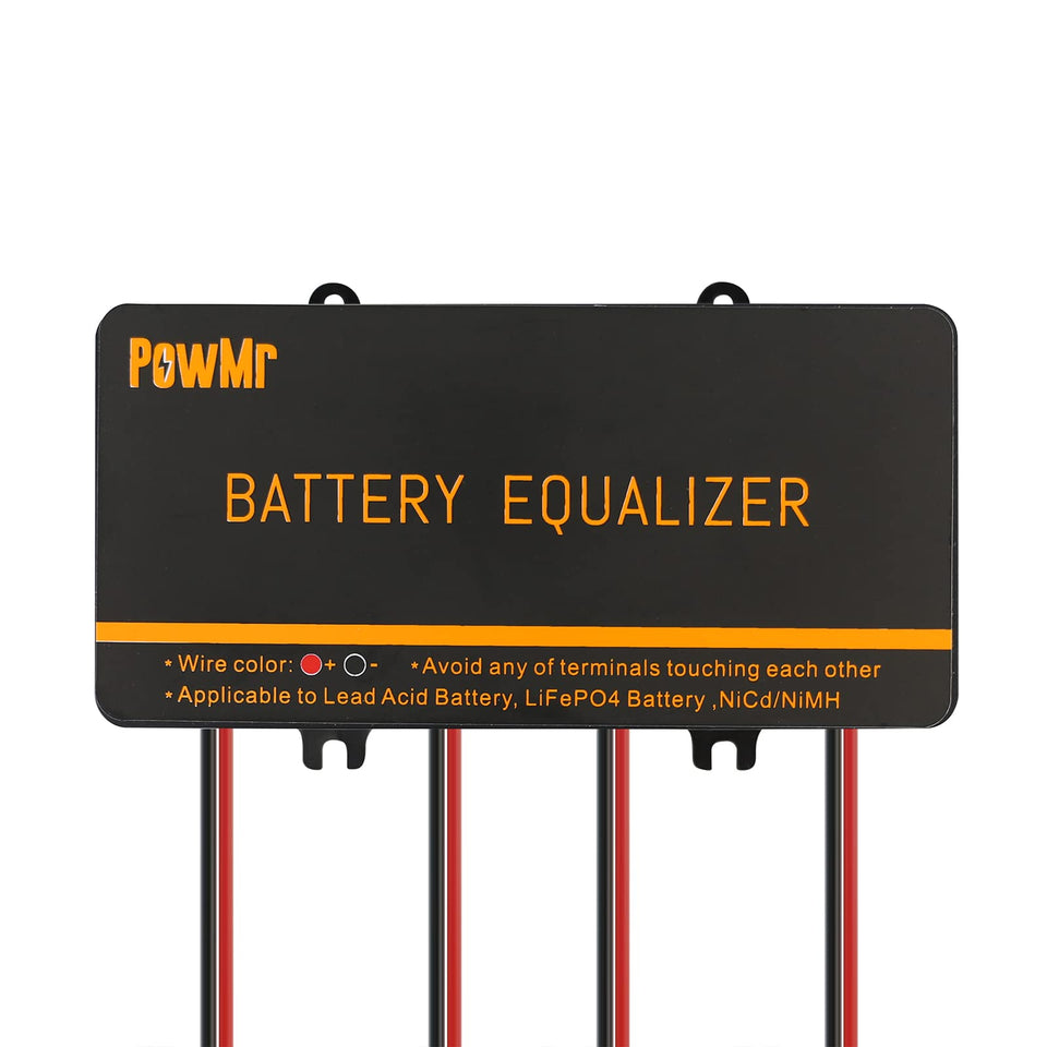 PowMr 48V equalizer front panel showing status indicators and connections for reliable balancing