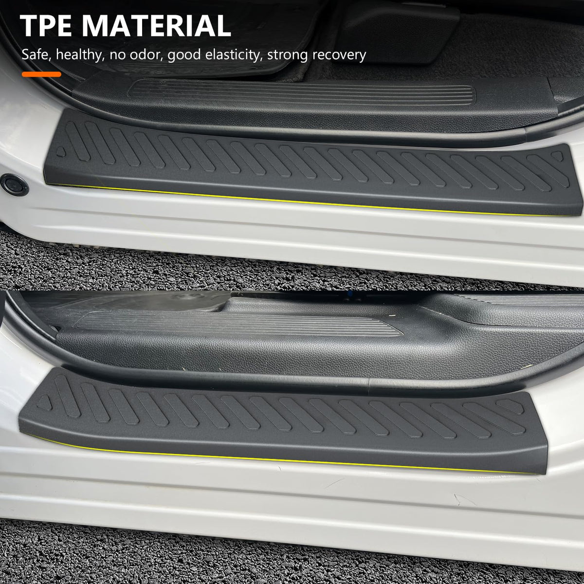 powoq installed on rear passenger sill illustrating coverage and easy cleanup