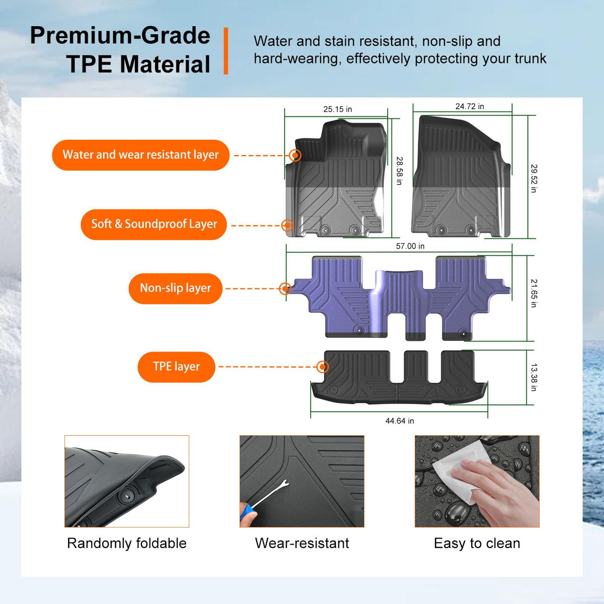 powoq floor mat at driver side with clip secured for anti-slip stability and safety