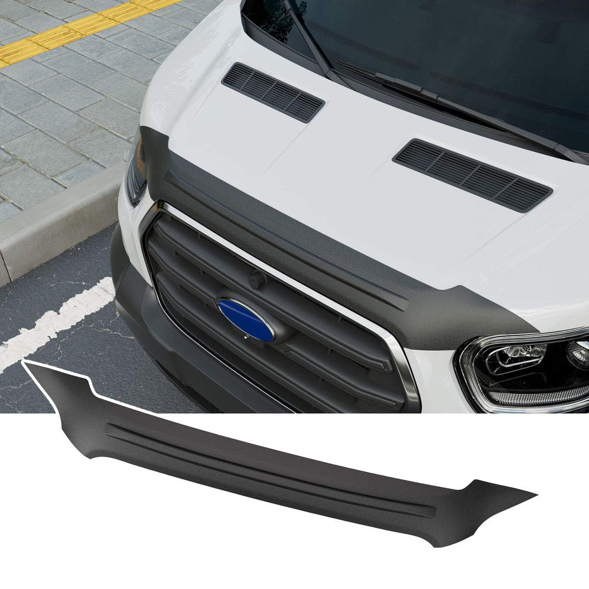 powoq front packaging view showing deflector and easy installation benefits